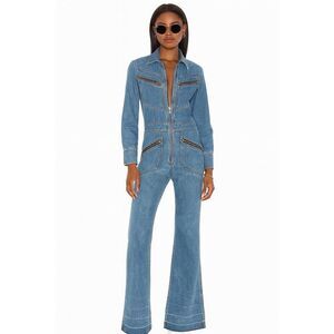 Citizens of Humanity Farrah 70s Blue Denim Jumpsuit XS 100% Cotton Flare Leg